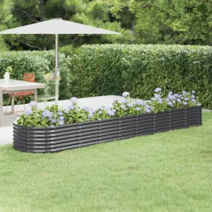 Canteiro elevado jardim 368x80x36 ço revestido pó antracite com Sistema de Drenagem