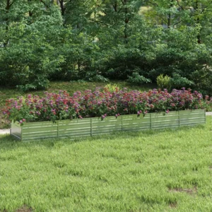 Canteiro elevado de jardim 480x80x45cm ço galvanizado prateado com Sistema de Drenagem