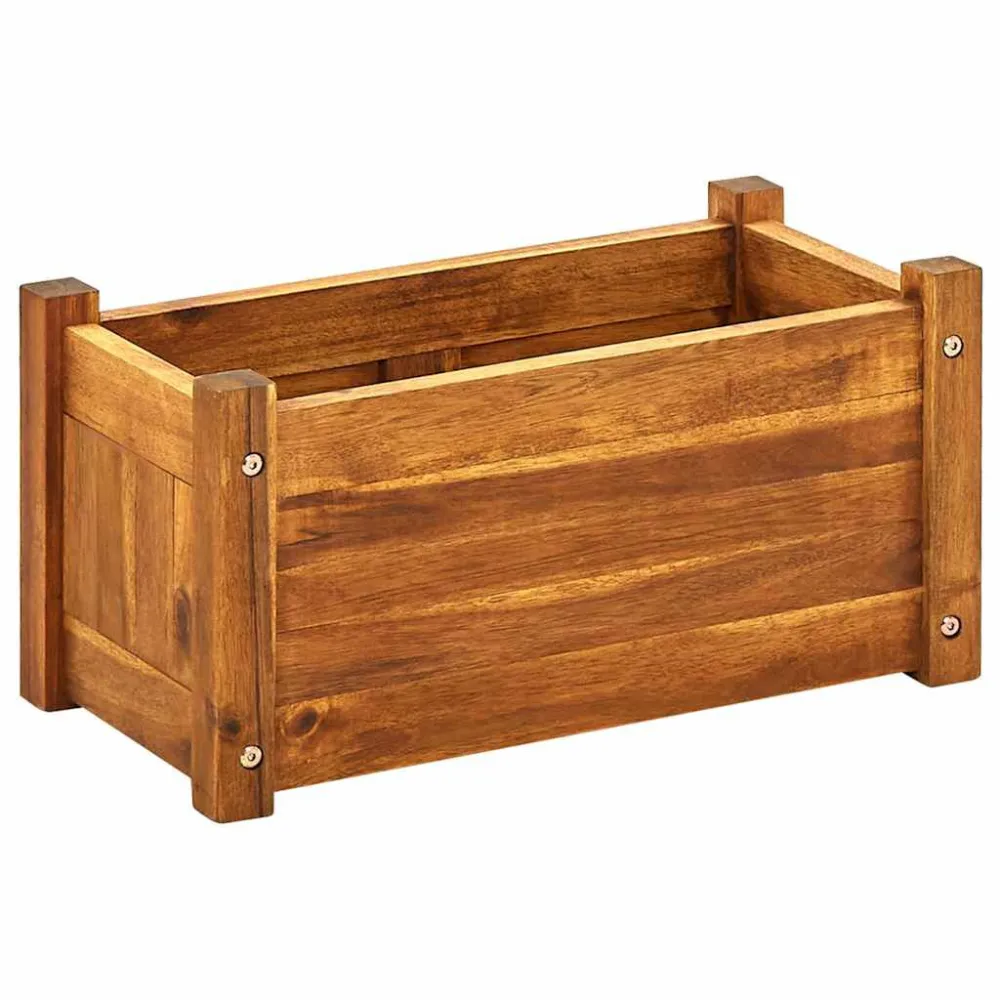 Canteiro elevado de jardim 50x25x25 cm madeira de acácia em Terracota