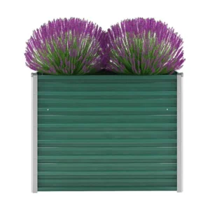 Canteiro elevado de jardim ço galvanizado 100x40x77 cm verde com Pés Elevadores