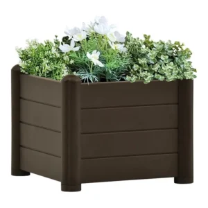 Canteiro elevado para jardim PP 43x43x35 cm moca com Prateleira de Cultivo Integrada