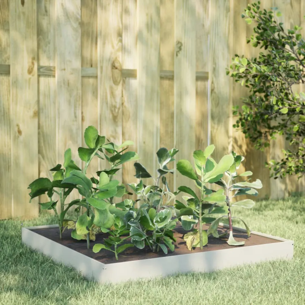 Capacidade Extra Grande Canteiro elevado de jardim 100x100x18,5 cm ço branco