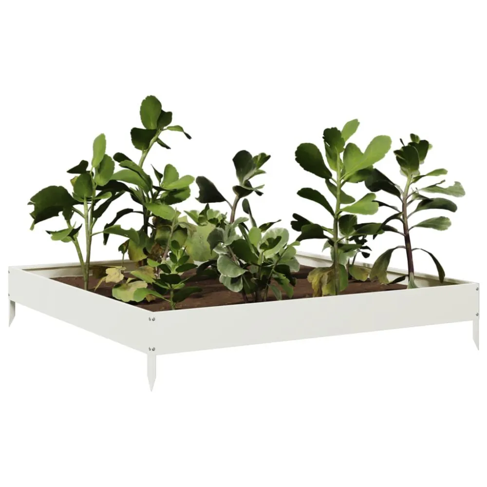 Capacidade Extra Grande Canteiro elevado de jardim 100x100x18,5 cm ço branco