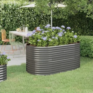 Capacidade Extra Grande Canteiro elevado jardim 152x80x68cm ço revestido pó cinzento