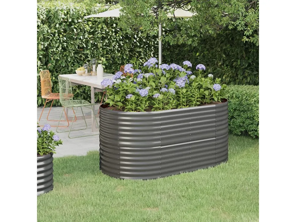 Capacidade Extra Grande Canteiro elevado jardim 152x80x68cm ço revestido pó cinzento