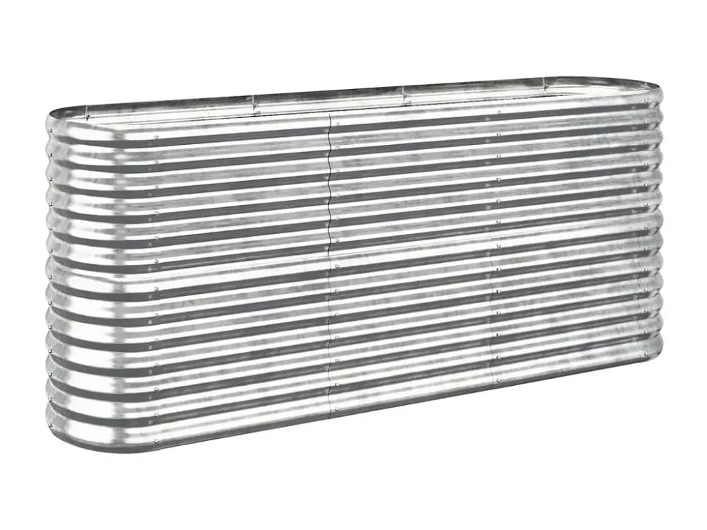 Prato Coletor Canteiro elevado jardim 152x40x68cm ço revestido pó prateado