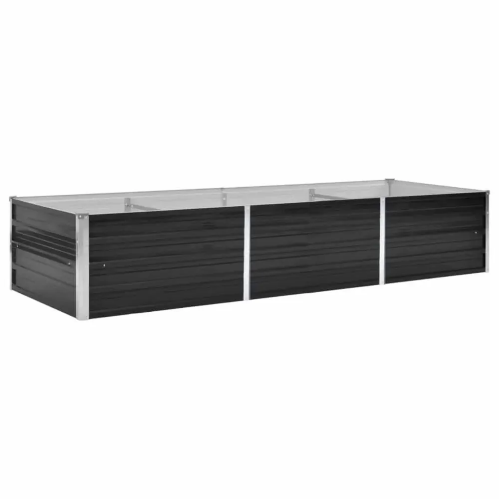 Prato Coletor Canteiro elevado jardim ço galvanizado 240x80x45cm antracite