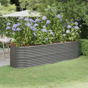 Sistema de Drenagem Otimizado Canteiro elevado jardim 296x80x68cm ço revestido pó cinzento