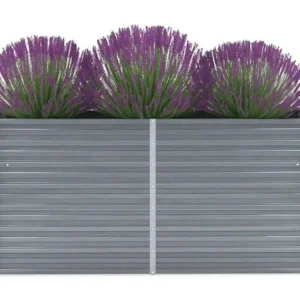 Suporte para Trepadeiras Canteiro elevado de jardim ço galvanizado 160x40x77cm cinzento