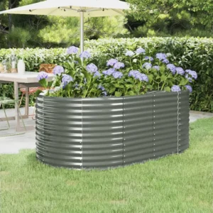 Vaso Autoirrigável Canteiro elevado jardim 175x100x68 ço revestido pó cinzento