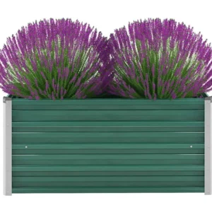 Vaso Autoirrigável Canteiro elevado de jardim ço galvanizado 100x40x45 cm verde