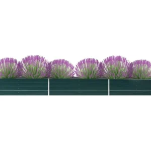 Vaso com Reservatório Canteiro elevado de jardim ço galvanizado 480x80x45cm verde