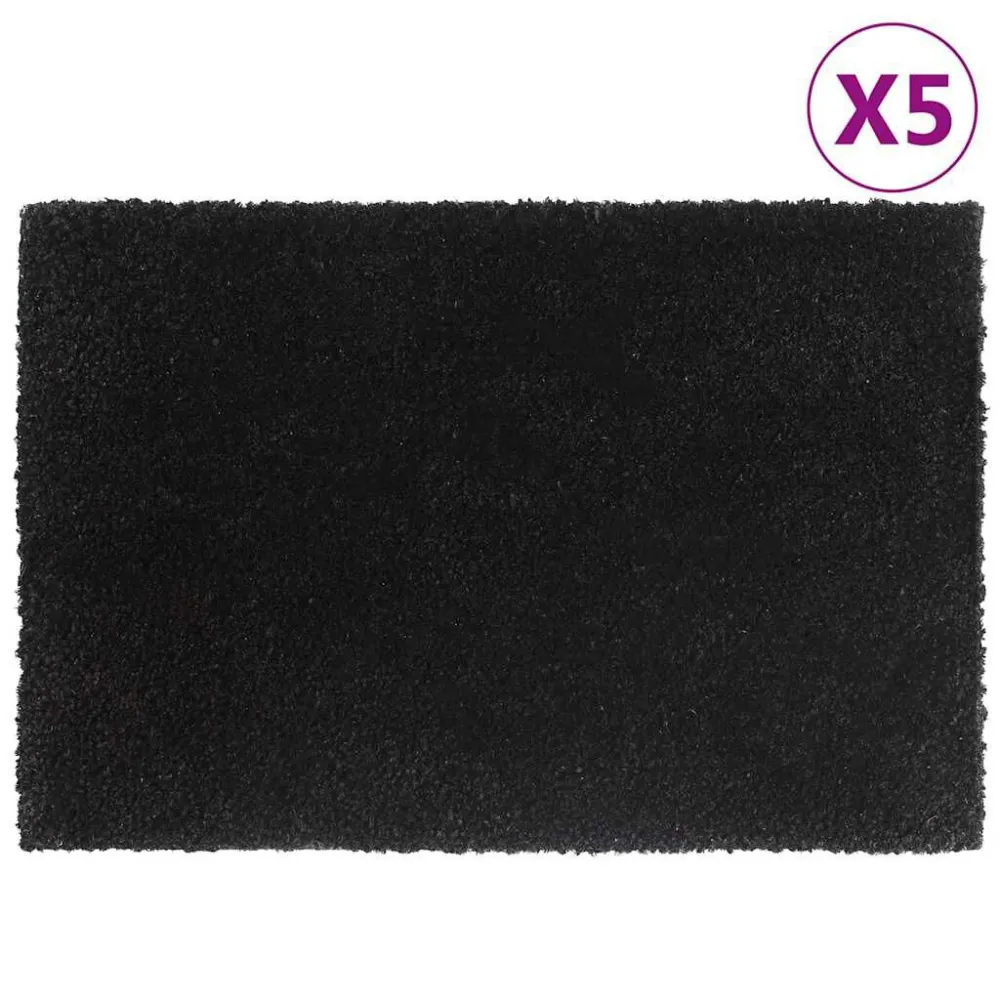 Tapetes porta 5 pcs 40x60 cm fibra coco tufada preto para Porta da Frente