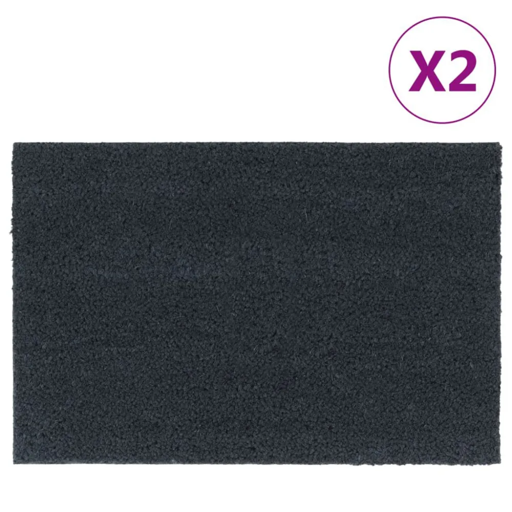 Tapetes porta 2 pcs 40x60 cm fibra coco tufada cinzento apagado