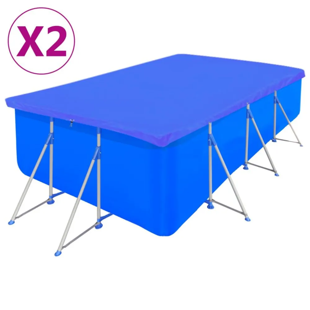 Coberturas de piscina retangulares 2 pcs PE 90 g/m² 394x207 cm com Tampa de Seguranç
