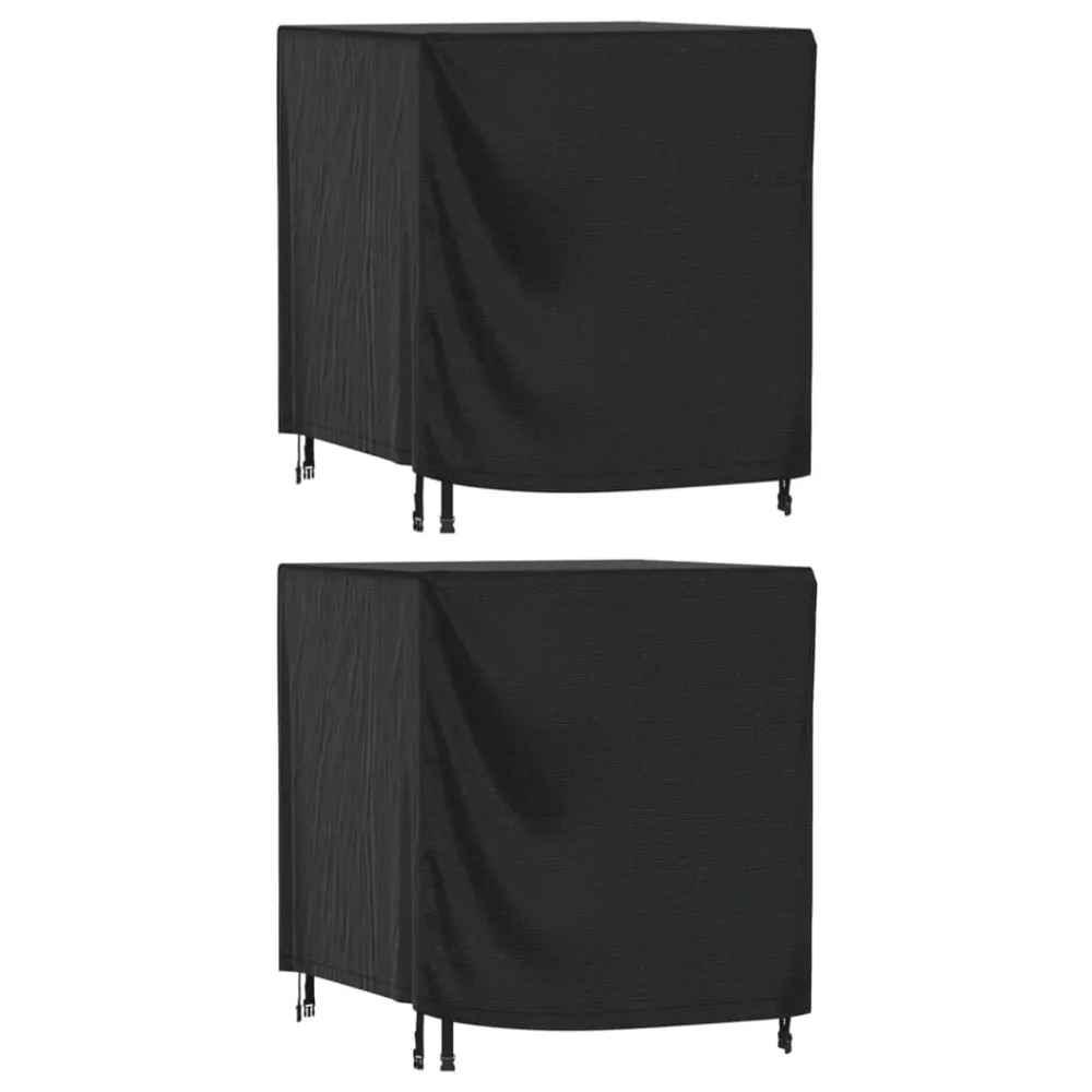Capas móveis jardim 2pcs 116x100x120cm impermeável 420D preto para Exterior