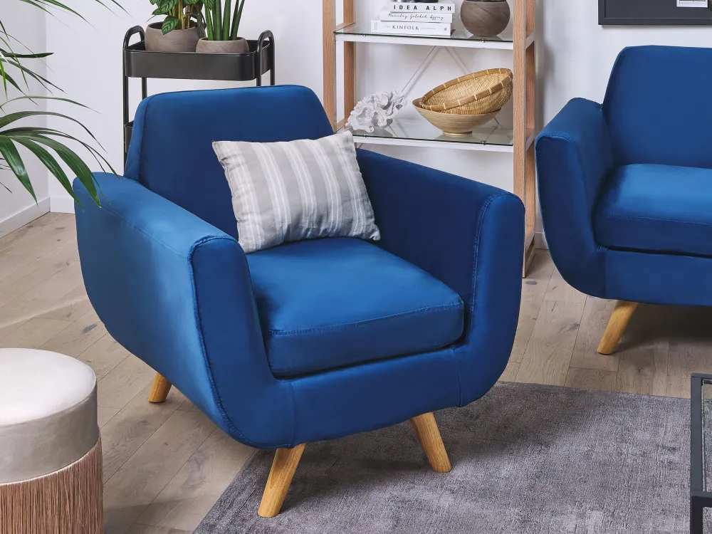 Revestimento da poltrona BERNES Veludo Azul marinho com Cordão de Ajuste