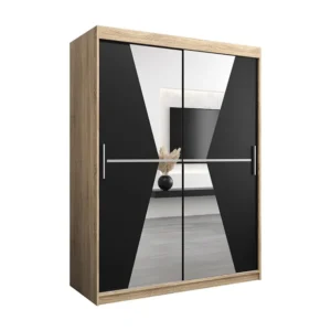 Armário Maroko com portas de correr 200/150/62 2 puertas (sonoma/preto) para Conjuntos de Jardim