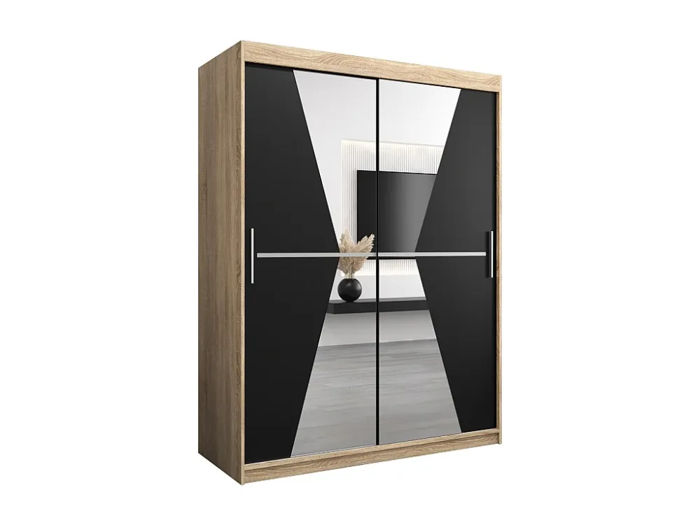 Armário Maroko com portas de correr 200/150/62 2 puertas (sonoma/preto) para Conjuntos de Jardim