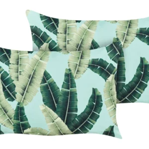 Set 2 Outdoor Cushions Leaf Motif 40 x 60 cm Oliva BOISSANO