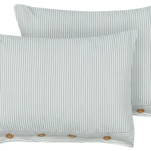 Set 2 Cushions Striped 40 x 60 cm Jade and White SEBRINE