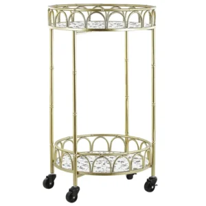 Carrinho de cozinha em metálico dourado com efeito marmorite SHAFTER Resistente ao Calor
