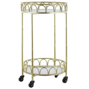 Carrinho de cozinha em metálico dourado com efeito mármore SHAFTER