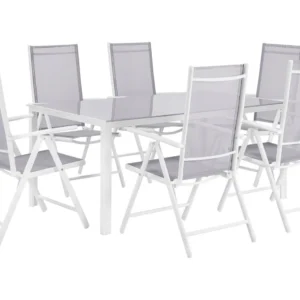 Artístico em Ferro Fundido 6 Seater Metálico Garden Dining Set Grey CATANIA