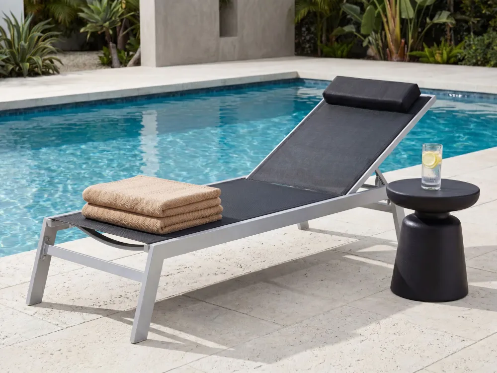 Aluminium Reclining Sun Lounger Negro CATANIA II