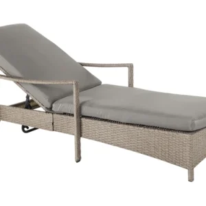 PE Rattan Reclining Sun Lounger Grey VASTO em Bronze Fundido