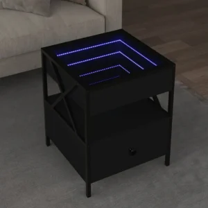 Mesa de centro com luzes LED Infinity 40x40x51 cm preto Tema Espacial