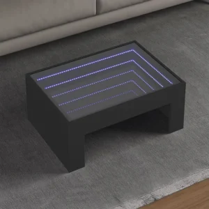 Painel Decorativo Mesa de centro luzes LED Infinity 70x50x30 cm preto