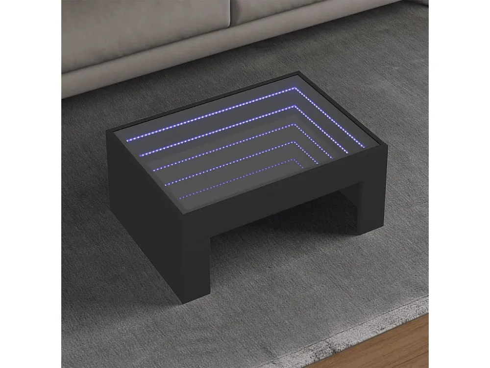 Painel Decorativo Mesa de centro luzes LED Infinity 70x50x30 cm preto