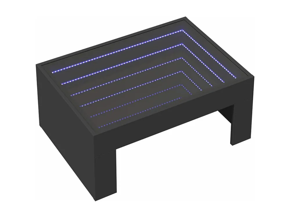 Painel Decorativo Mesa de centro luzes LED Infinity 70x50x30 cm preto