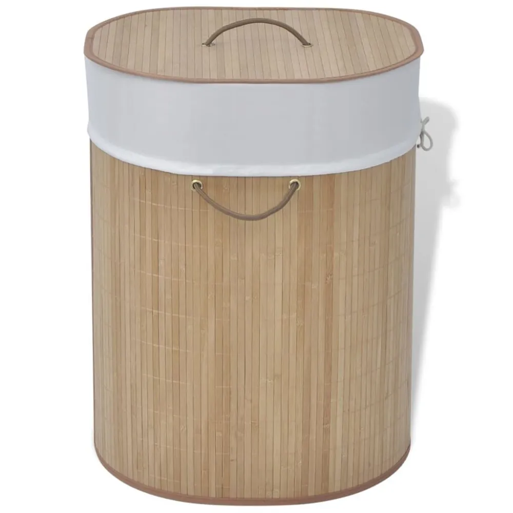 Cesto oval para roupa suja bambu integral
