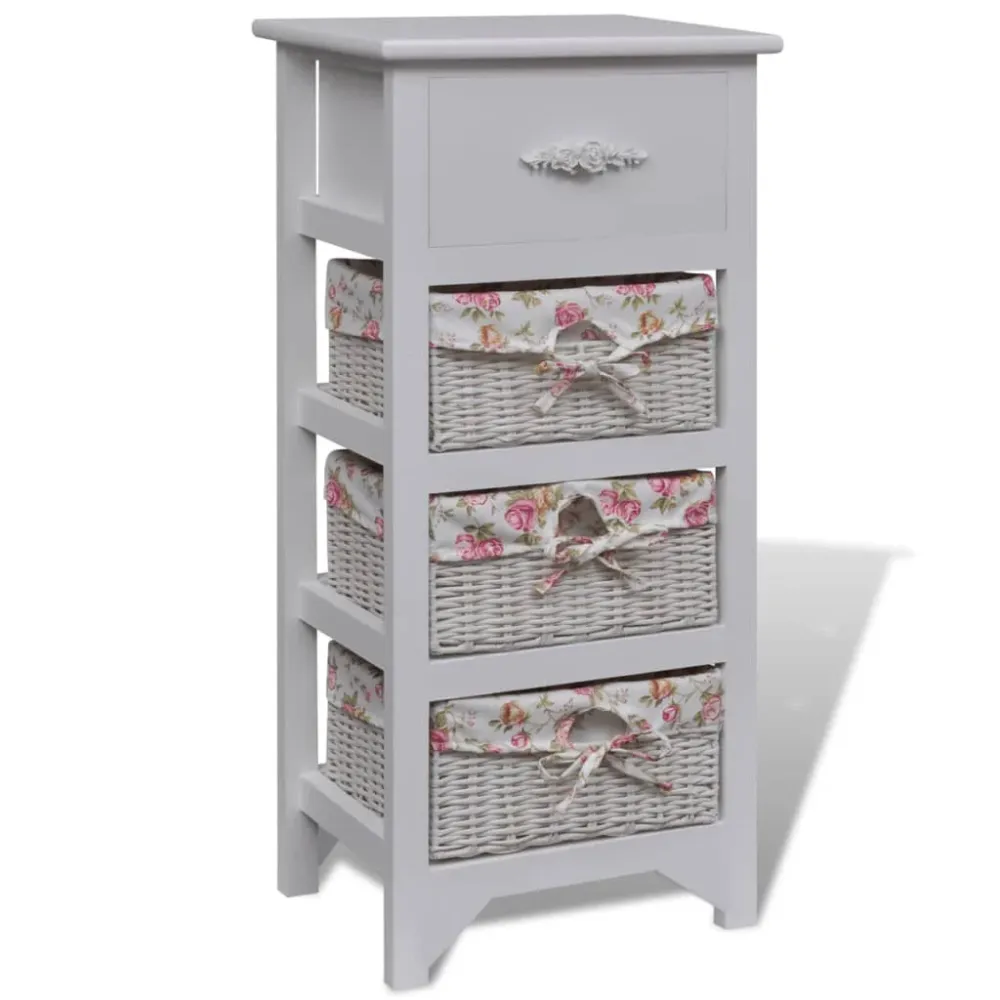 Dobrador de Roupa Armário com 1 gaveta e 3 cestos madeira paulownia branco