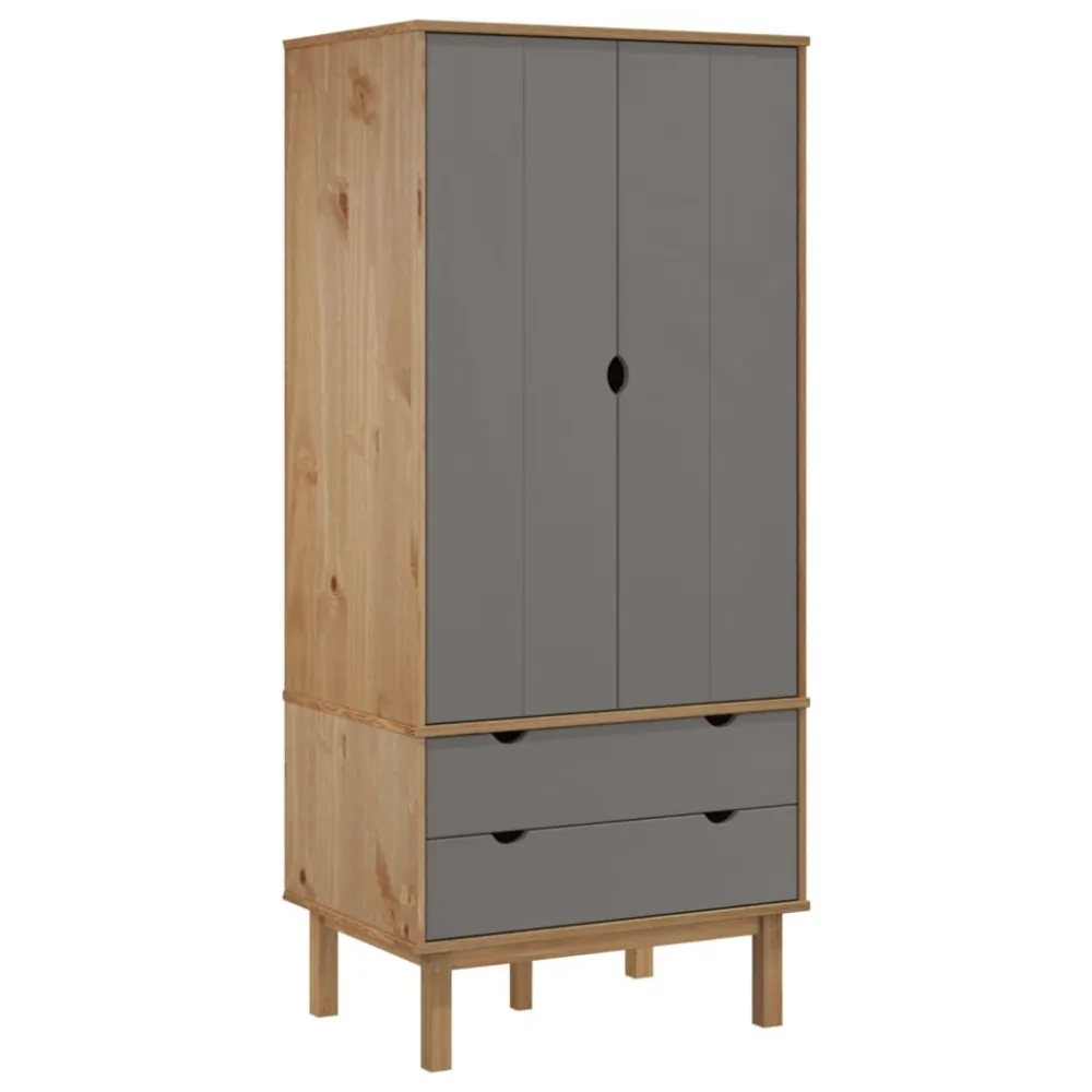 Dobrador de Roupa Roupeiro OTTA 76,5x53x172 cm pinho maciço castanho/cinza