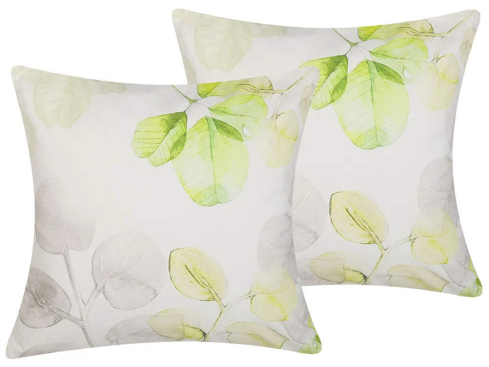Set 2 Cushions Leaf Pattern 45 x 45 cm Multicolour PEPEROMIA