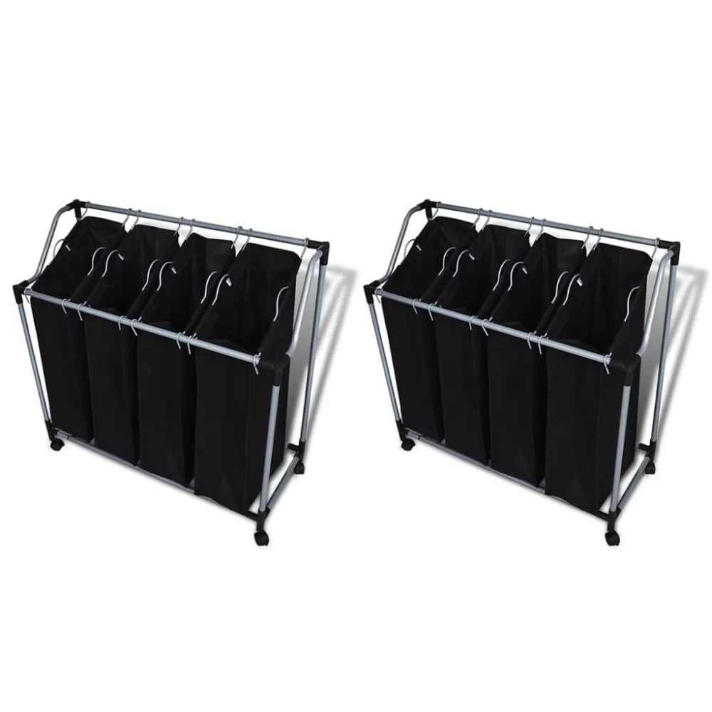 Separadores de roupa suja com sacos 2 pcs preto e cinzento com Fechamento Zíper
