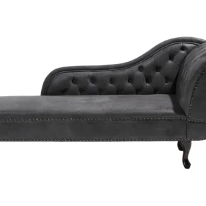 Aparador com Portas Chaise-longue em pele sintética cinzenta com apoio à direita NIMES