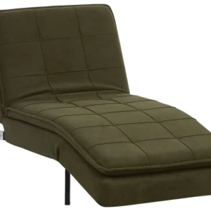 Chaise-longue ajustável em tecido verde LOIRET com USB Integrado