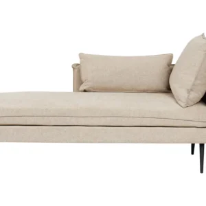 Chaise-longue em tecido creme à direita YERRES com USB Integrado