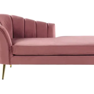 Chaise-longue em veludo rosa versão à esquerda ALLIER