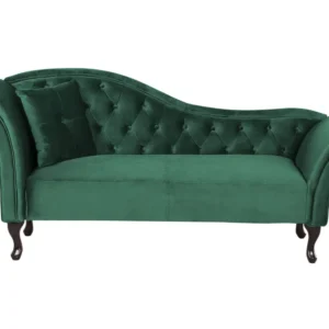 Chaise-longue em veludo verde apagado versão à esquerda LATTES com 3 Portas de Correr