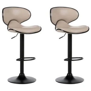 Swivel Stool Swivel Set 2 Faux Couro Light Beige CONWAY