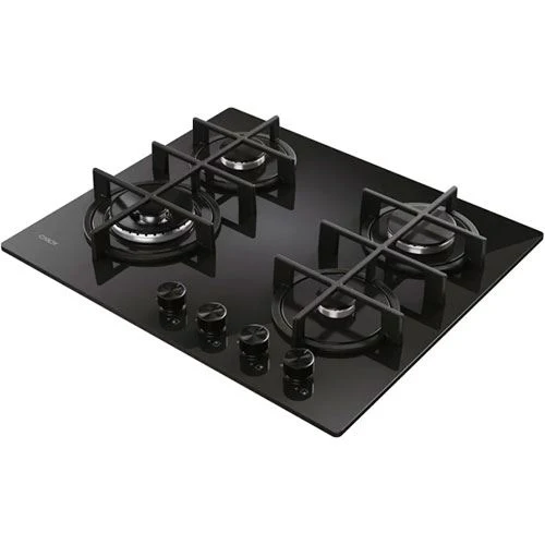 Placa Gás Espontâneo Candy CVG6BF4WTB Cristalgás | 59.5 cm | 4 Bocas | Preto
