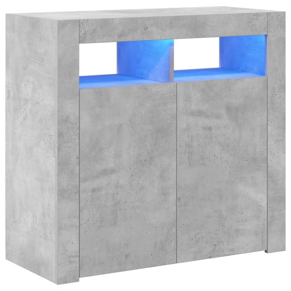Aparador com luzes LED 80x35x75 cm cinzento cimento para Prateleira ou Mesa