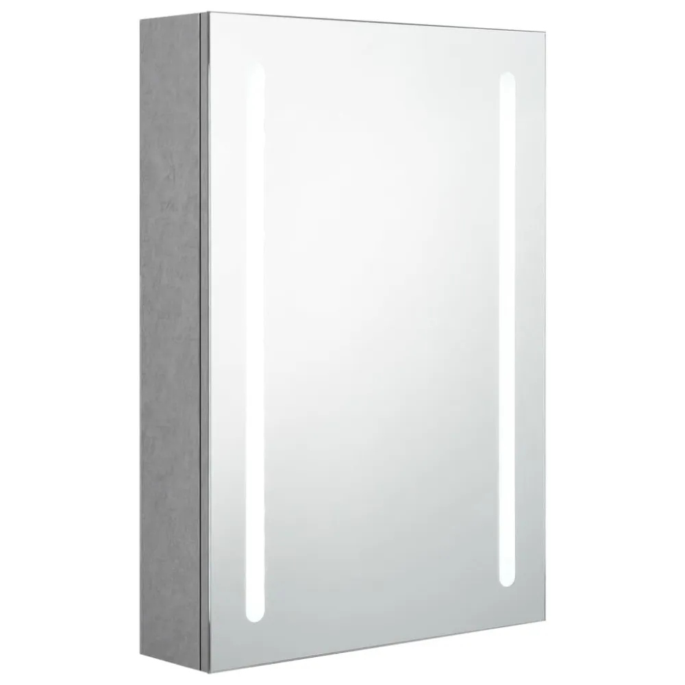 Armário espelhado casa de banho LED 50x13x70cm cinzento cimento Tecido Resistente à Manchas
