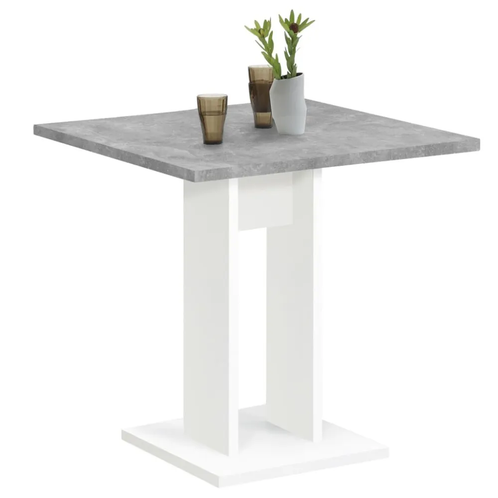 FMD Mesa de jantar 70 cm cinzento cimento e branco | Acabamento em Madeira Maciç