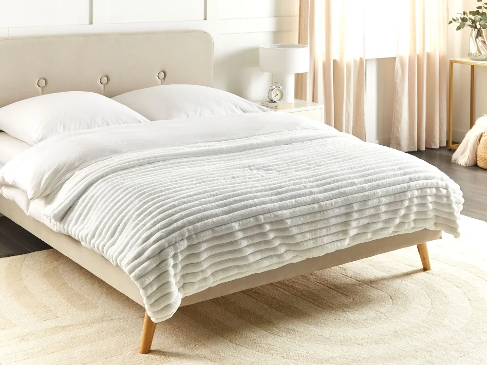Colcha RAKYA Imitação de pele 150 x 200 cm Branco para Aquecimento Rápido